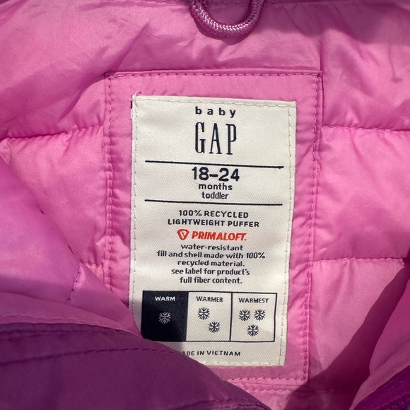 GAP Baby Vibrant Purple Lightweight Puffer Rain Jacket, 18-24 months - Picture 3 of 3